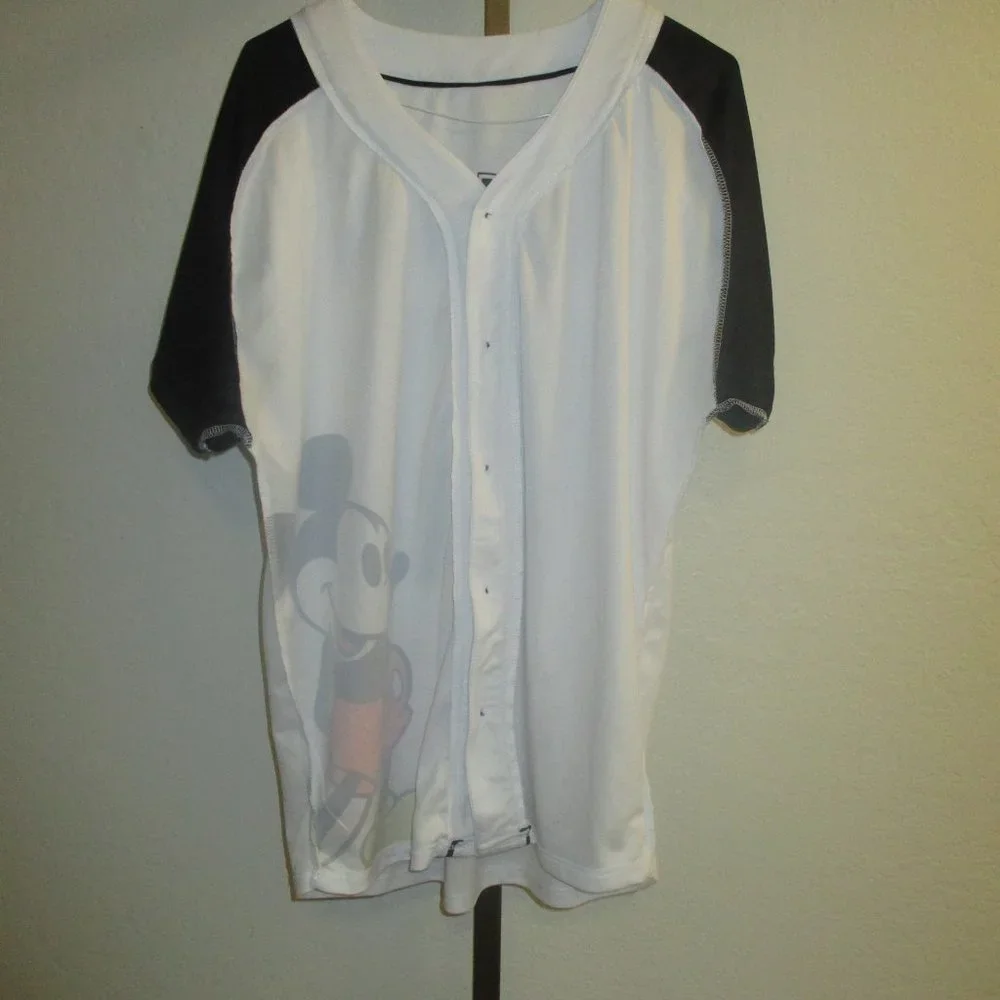 Disney Mickey Mouse Large White Black Red Short Sleeves (Probably Unisex) Top - Picture 9 of 14